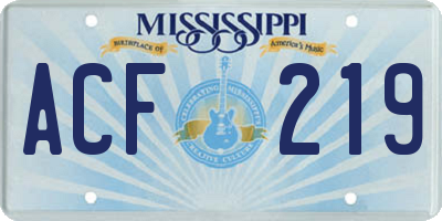 MS license plate ACF219