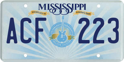 MS license plate ACF223