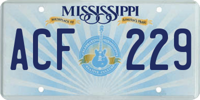 MS license plate ACF229