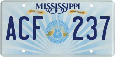 MS license plate ACF237