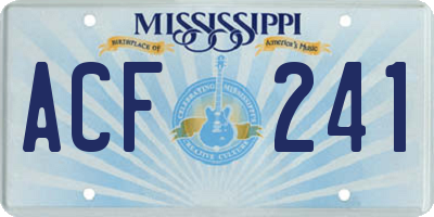 MS license plate ACF241