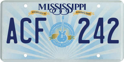 MS license plate ACF242