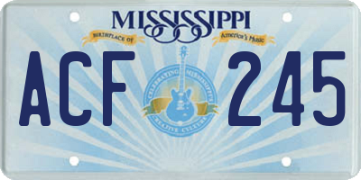 MS license plate ACF245