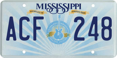 MS license plate ACF248