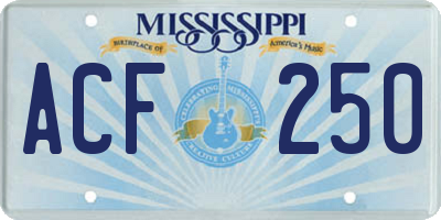MS license plate ACF250