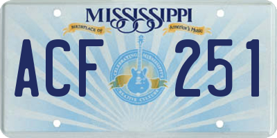 MS license plate ACF251