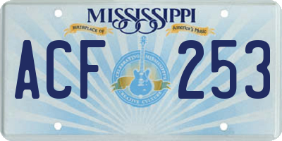 MS license plate ACF253