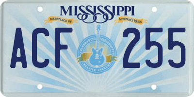 MS license plate ACF255
