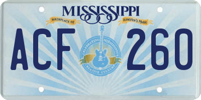 MS license plate ACF260