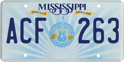 MS license plate ACF263