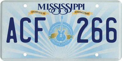 MS license plate ACF266
