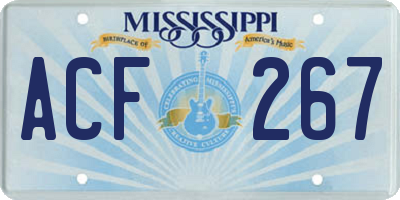 MS license plate ACF267