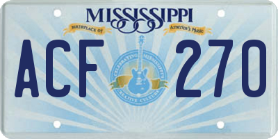 MS license plate ACF270