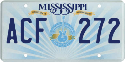 MS license plate ACF272