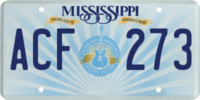 MS license plate ACF273
