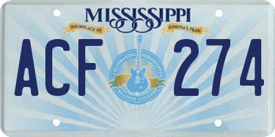 MS license plate ACF274