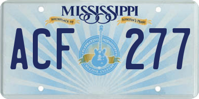 MS license plate ACF277