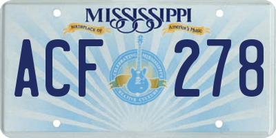 MS license plate ACF278