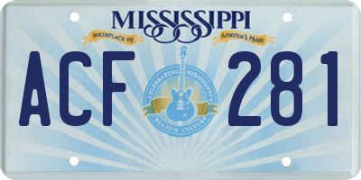 MS license plate ACF281