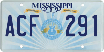 MS license plate ACF291