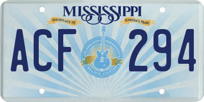 MS license plate ACF294