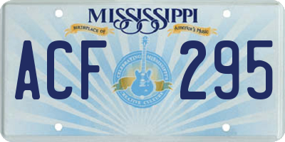 MS license plate ACF295
