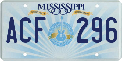 MS license plate ACF296