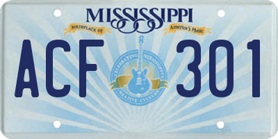 MS license plate ACF301