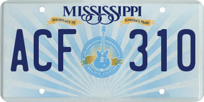 MS license plate ACF310