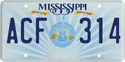 MS license plate ACF314