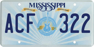 MS license plate ACF322