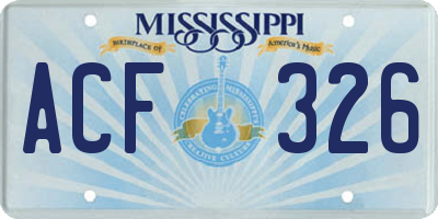 MS license plate ACF326