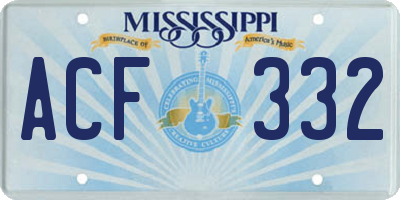 MS license plate ACF332