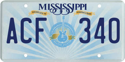 MS license plate ACF340