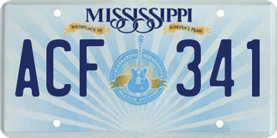 MS license plate ACF341