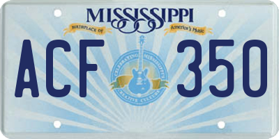 MS license plate ACF350