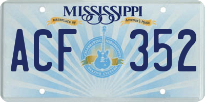 MS license plate ACF352