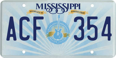 MS license plate ACF354