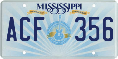 MS license plate ACF356