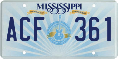 MS license plate ACF361