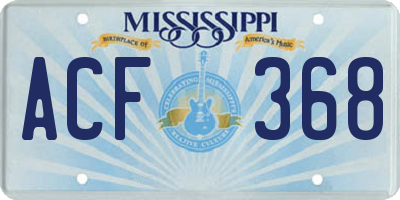 MS license plate ACF368