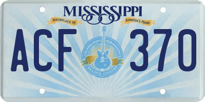 MS license plate ACF370