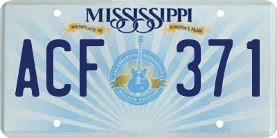 MS license plate ACF371