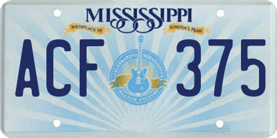 MS license plate ACF375