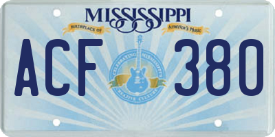 MS license plate ACF380
