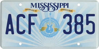 MS license plate ACF385