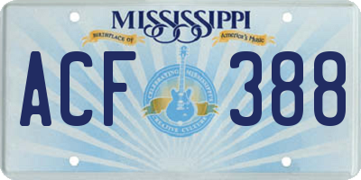 MS license plate ACF388