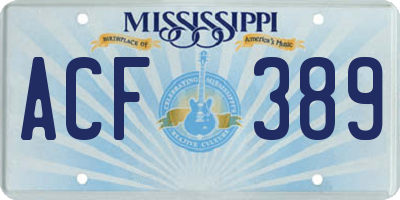 MS license plate ACF389