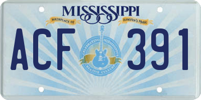 MS license plate ACF391