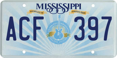 MS license plate ACF397